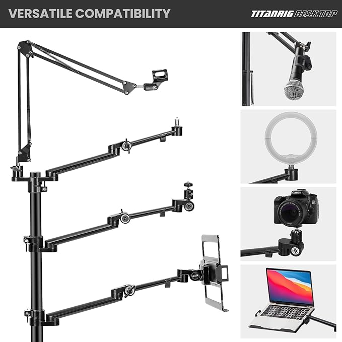 TARION Overhead Camera Desk Mount: 4-in-1 Heavy Duty Mount Set - Image 4