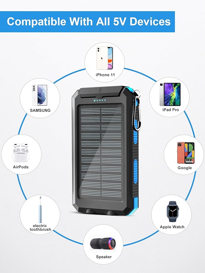 Solar Charger, 38800mAh Solar Power Bank, Waterproof External Backup Battery - Image 6