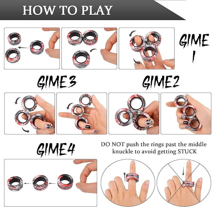 Cevioce 3Pcs Magnetic Rings Fidget Toy Set, Idea ADHD Anxiety Magnetic Fidget - Image 5