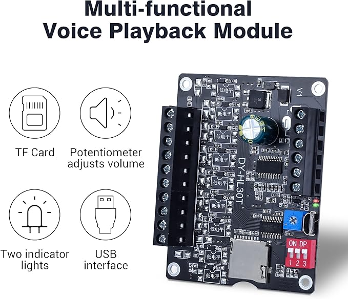30W Voice Playback Module, PEMENOL DC 9-24V Voice Broadcast Device 9 Trigger - Image 2