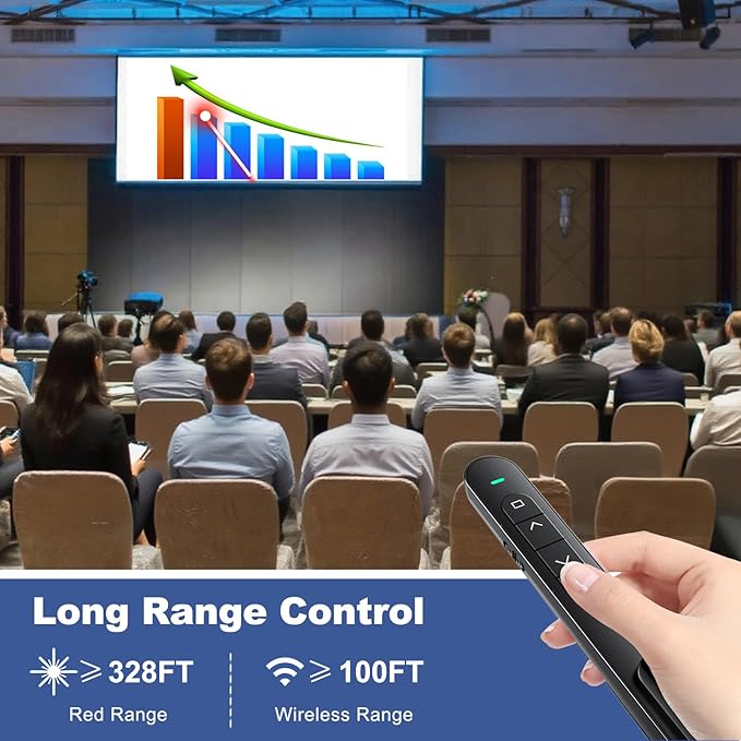 QUI Presentation Clicker for PowerPoint, RF 2.4GHz USB Wireless Presenter Remote - Image 5