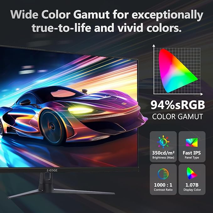 Z-Edge 27-inch Gaming Monitor QHD 2560 x 1440 2K, 180Hz Refresh Rate, 1ms MPRT - Image 6