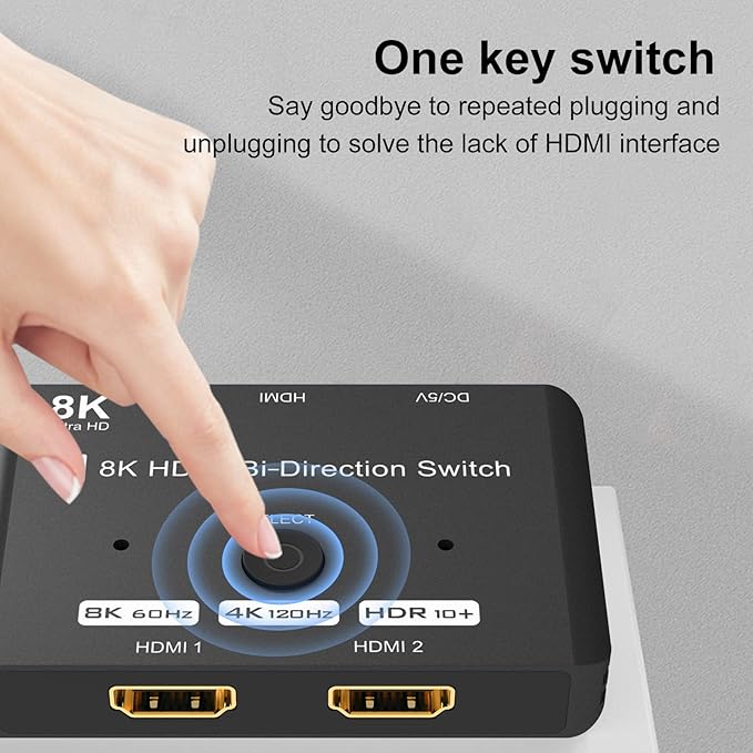 HDMI 2.1 Bi-Directional Switch Ultra HD 8K HDMI Switcher 2 in 1 Out/ 1 in 2 Out - Image 7