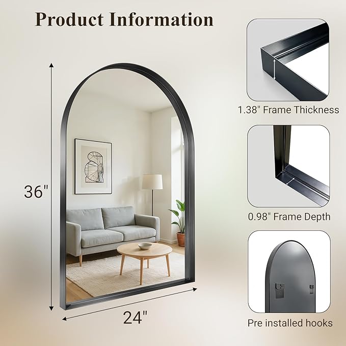 Arch Bathroom Mirror, Tempered Glass Decor Mirror - Image 7
