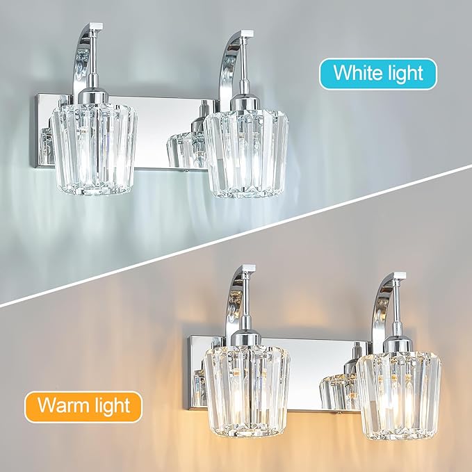 FDPBY Modern Bathroom Vanity Light, 2-Light Chrome Wall Sconce - Image 5