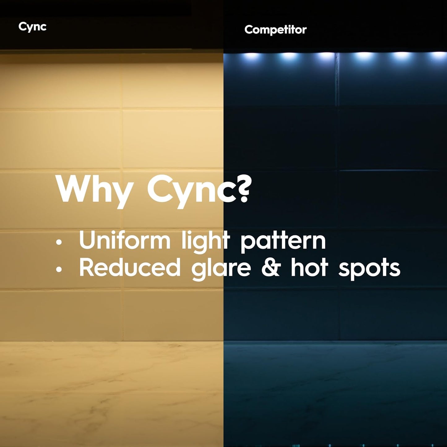 GE Cync Reveal HD+ Smart Undercabinet Light Fixture, Color Changing Undercab Light, Smart Wi-Fi Kitchen Light, Works with Alexa and Google Home, 18-in Bar, 93131251