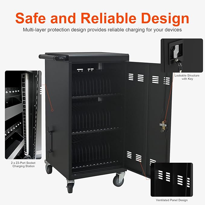 Aokleo Laptop Charging Cart, 45 Devices Tablet Storage Carts - Image 5