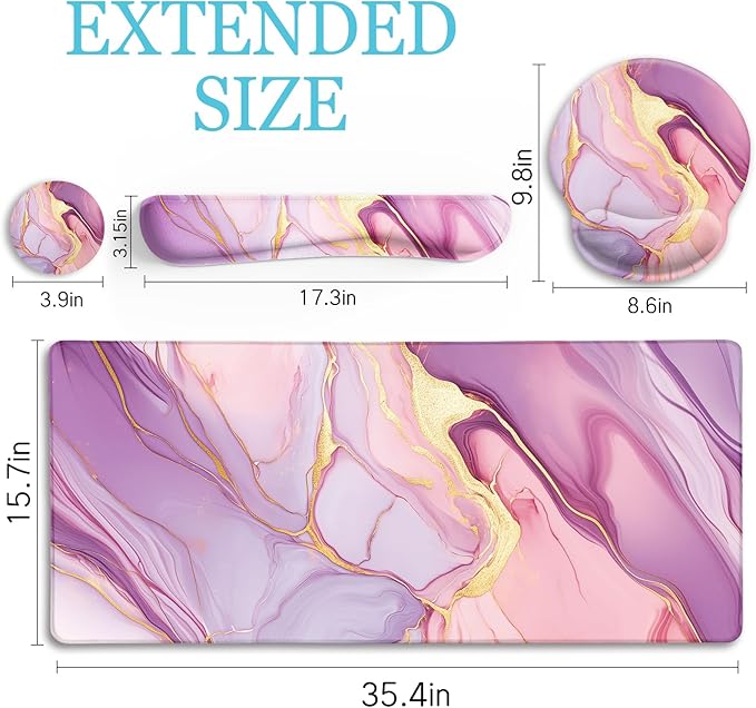 LIMKRIAN Marble Mouse Pad Set Large Desk Matt - Image 6