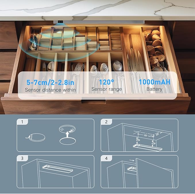 VST Rechargeable Drawer Lighting, Door Open Automatic ON/Off Light, Stick-ON - Image 4