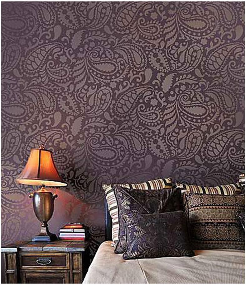 Paisley Allover Wall Stencil – Large Reusable Stencil for Painting Walls – DIY Wallpaper Alternative for Modern Accent Walls and Home Decor
