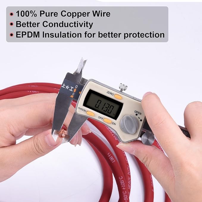 Shirbly 8 Gauge Battery Cable, 30FT Red + 30FT Black 8 AWG Pure Copper Wire - Image 3