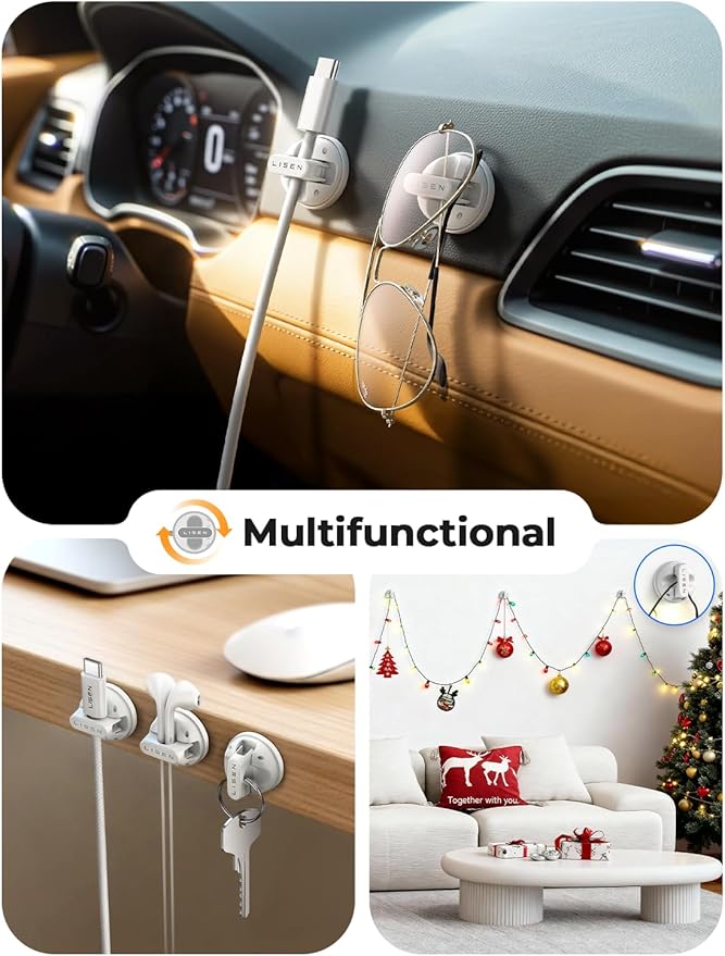 6-Pack Rotatable Cord Holder for Nightstand, LISEN 360°Rotating Magnetic Clips - Image 5