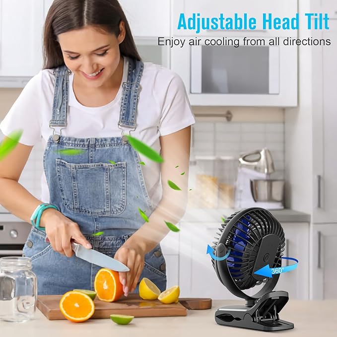 BESKAR Portable Clip on Fan Rechargeable, 4 Speeds Small Battery Operated Fans - Image 7