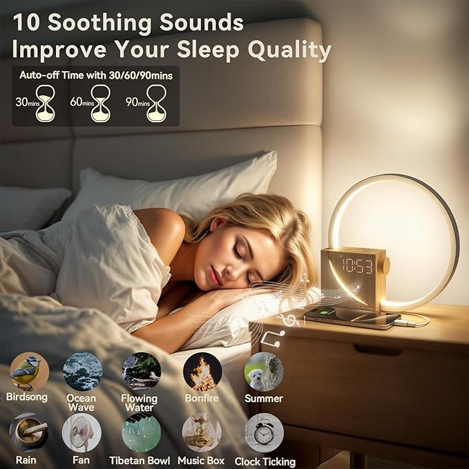 Vivilumens Sunrise Alarm Clock Sound Machine Nightlight, Gradual Wake Up Light - Image 2