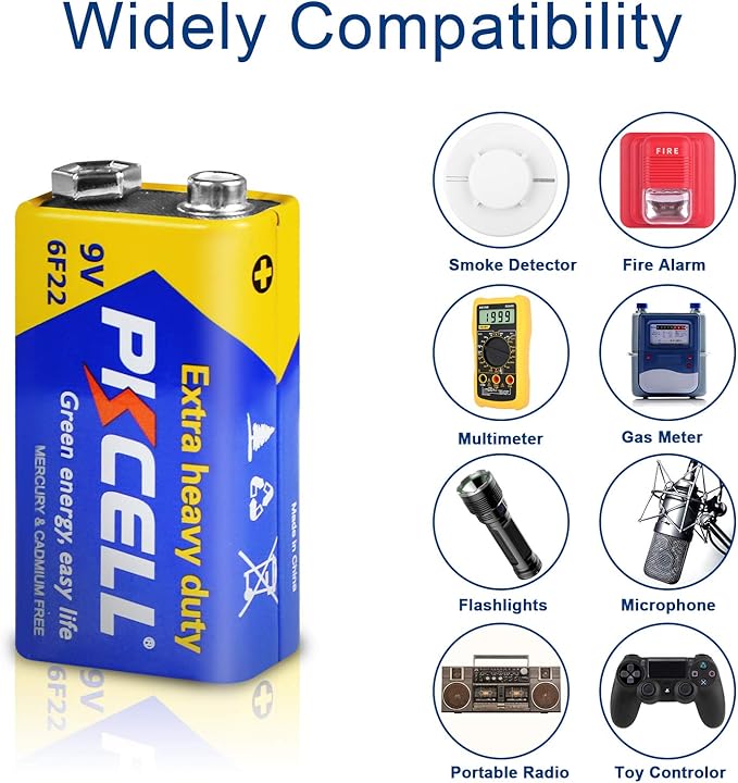 PKCELL 9V Batteries, 100 Pack 9 Volt Batteries Carbon Zinc, 9V Battery - Image 4