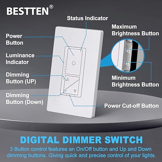 BESTTEN 10 Pack Super Slim Digital Dimmer - Image 6