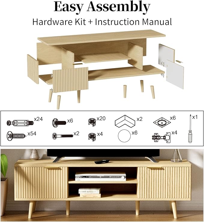 YLGJ&TIDY Modern Wood TV Stand Up to 60'', Universal Entertainment Center - Image 7