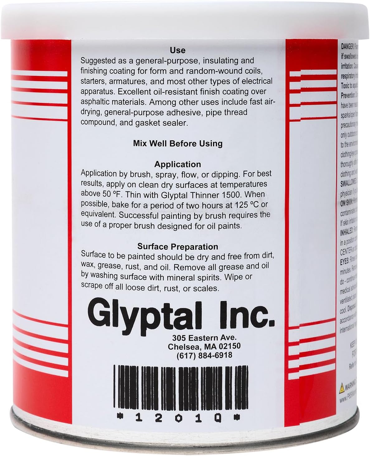Glyptal 1201Q - Insulating Enamel Paint, Corrosion And Moisture Resistant, Red, 1 Quart, 1201 Series
