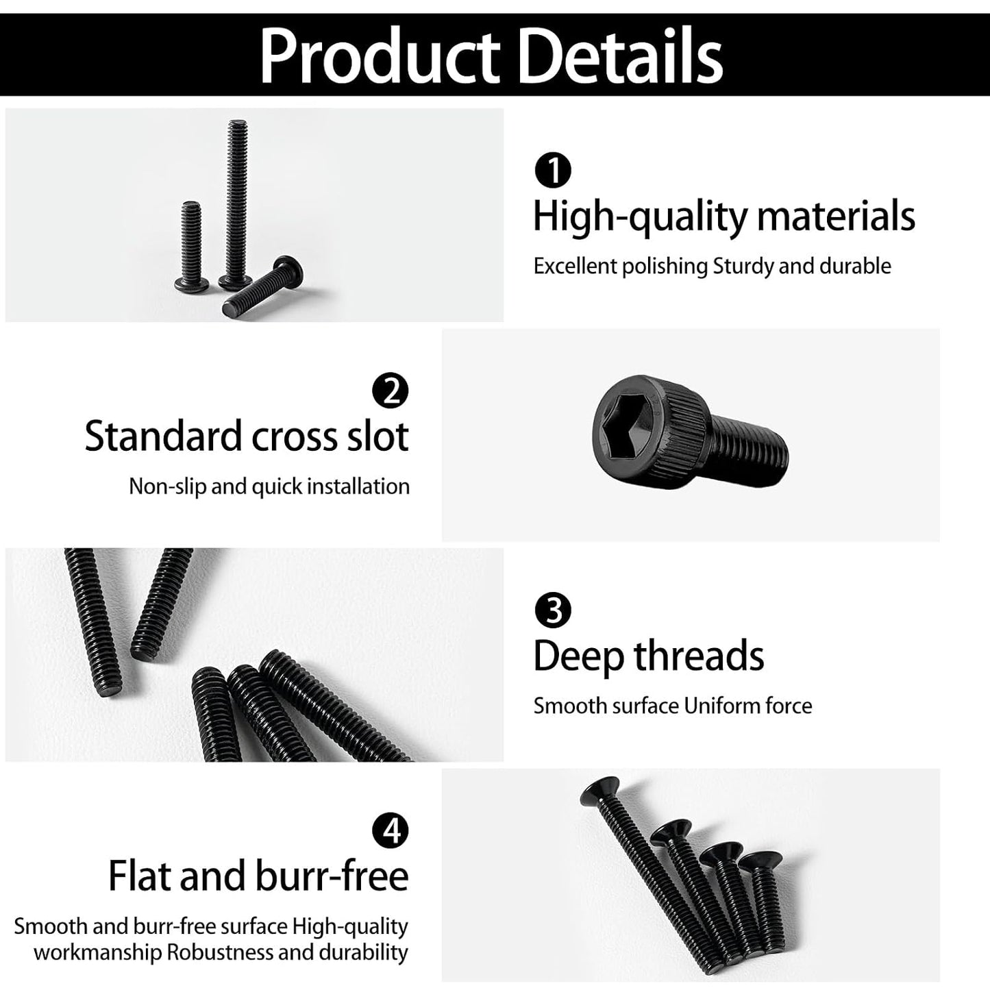 120Pcs M3x30mm Hex Socket Head Cap Screws Bolts,12.9 Alloy Steel Black Oxide,Allen Drive, Full Thread,with Hex Wrench, for Auto Body/Metal Gates