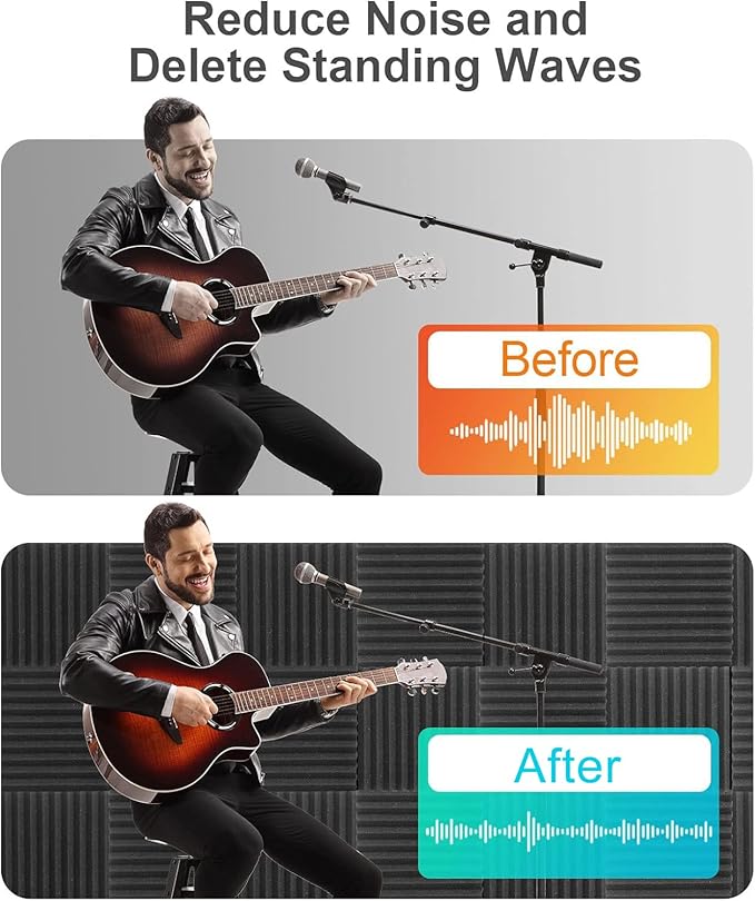 JBER Sound Proof Foam Panels Studio Acoustic Foam Panels, 48 Pack 1" X 12" X - Image 5