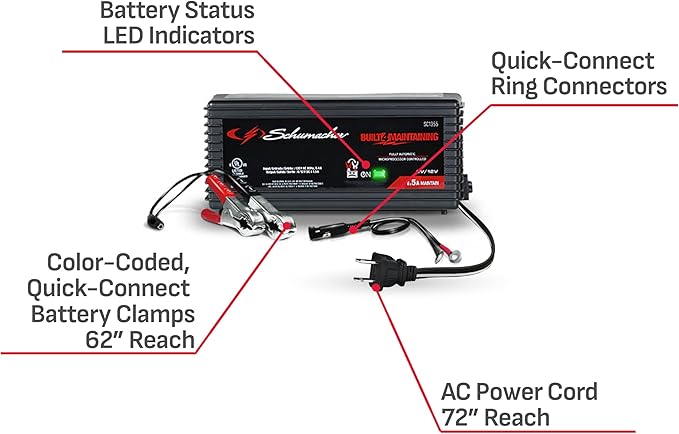 Schumacher Electric 1.5A Car Battery Charger and Maintainer, 3-in-1 Solution - Image 6
