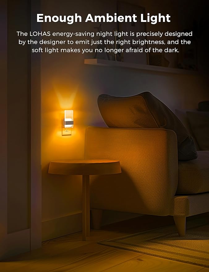 L LOHAS LED Night Light, Amber Night Lights Plug Into Wall, 2 Pack Dusk-to-Dawn - Image 4