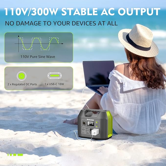 EnginStar Solar Generator, 300W Portable Power Station, 296Wh Lithium Battery - Image 3