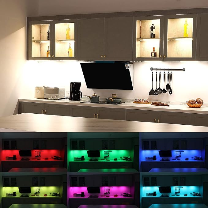 Litever Under Cabinet LED Lighting Kit. RGB Color & Bright Warm White Light. - Image 2