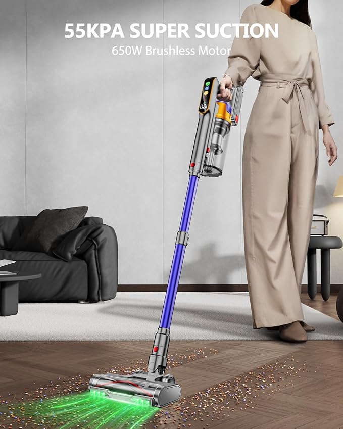 DIFFULL Cordless Vacuum Cleaner, 650W 55KPA 70Mins Vacuum Cleaners - Image 2