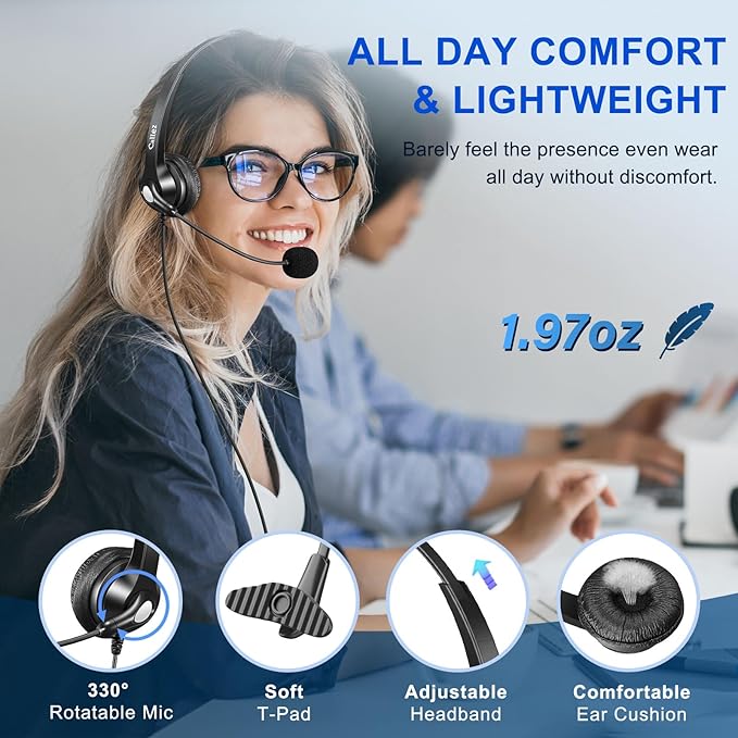 Callez Wired Computer Headset, 3.5mm Cell Phone Headset - Image 6