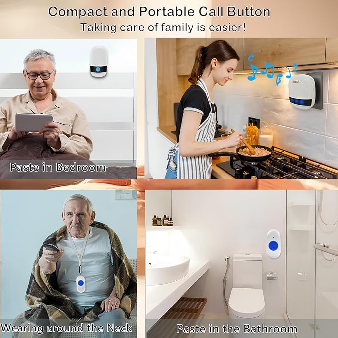 LIOTOIN Caregiver Pager Wireless Call Button Call Bell Call Light Alert Button - Image 4
