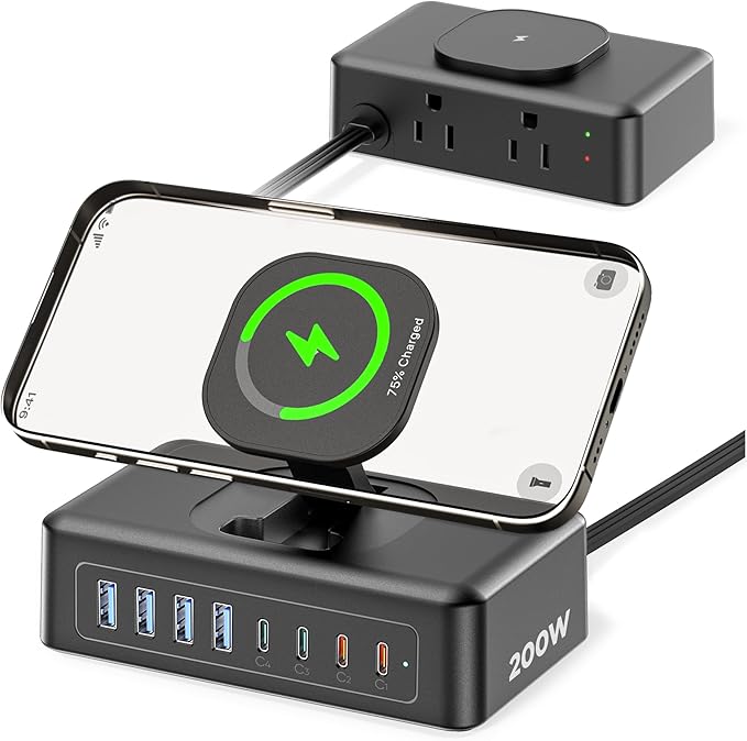 11-in-1 Charging Station USB-C Power Strip, 200W USB C Charger Block, 2AC by AcozvinPowerStrip