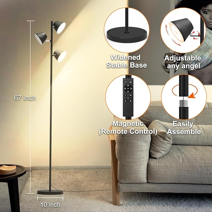 Pesken 42W LED Tree Floor Lamp, 4500 Lumens Dimmable Standing Lamp - Image 6