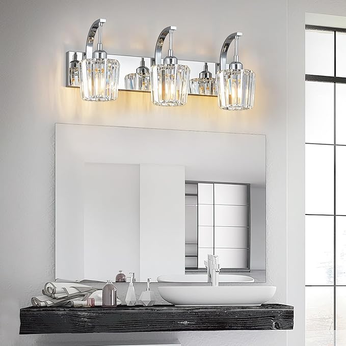 FDPBY Modern Bathroom Vanity Light, 3-Light Chrome Wall Sconce - Image 3