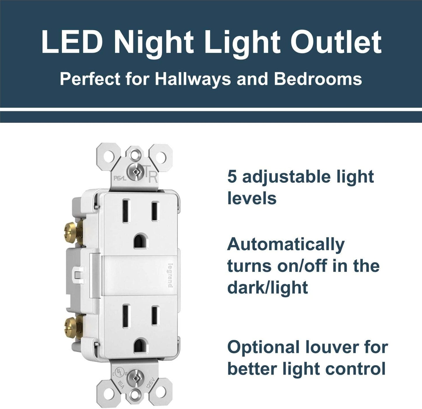 Legrand - Pass & Seymour Radiant In Wall Night Light and GFCI Outlet Bundle, White (1 Count)