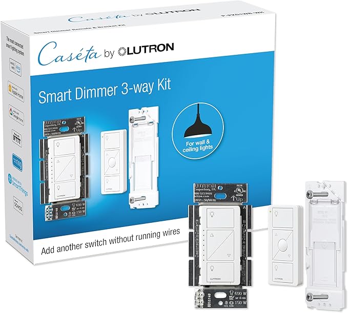 Lutron Caseta 3 Way Smart Dimmer Light Switch Kit, Includes Pico Remote by Lutron