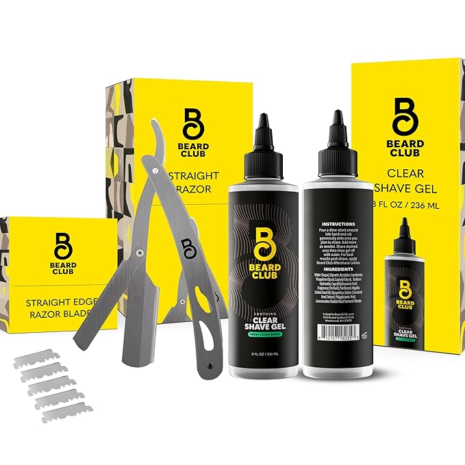 Beard Club Straight Razor for Men & Premium Shaving Gel for Men – Hydrating by TheBeardClub