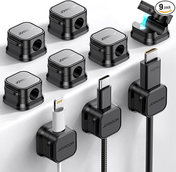 9 Pack Magnetic Cable Clips Cord Holder, Under Desk Cable Management, JOYROOM by JOYROOM