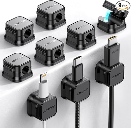 9 Pack Magnetic Cable Clips Cord Holder, Under Desk Cable Management, JOYROOM by JOYROOM
