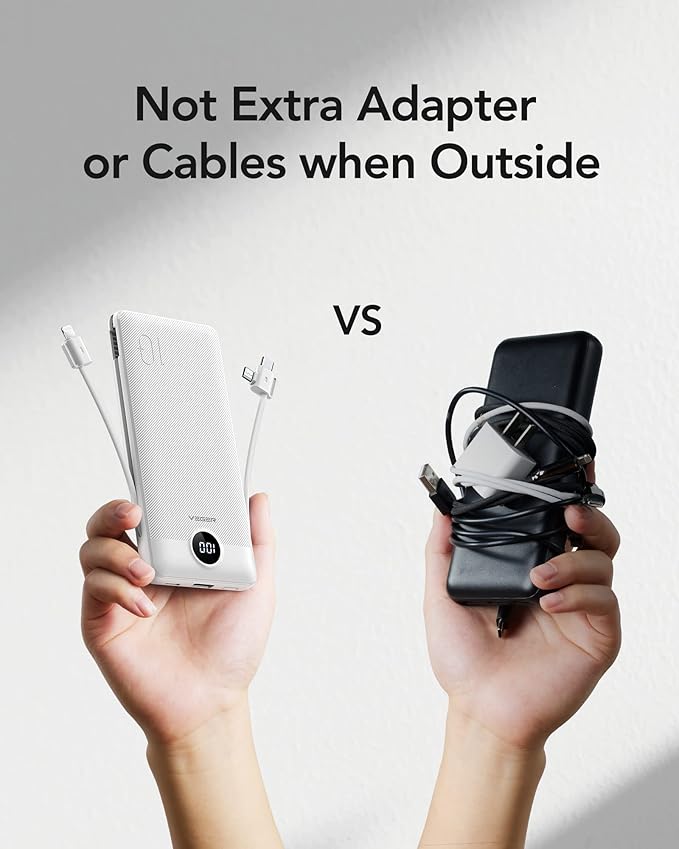 VEGER Portable Charger for iPhone Built in Cables and Wall Plug, 10000mah Slim - Image 7