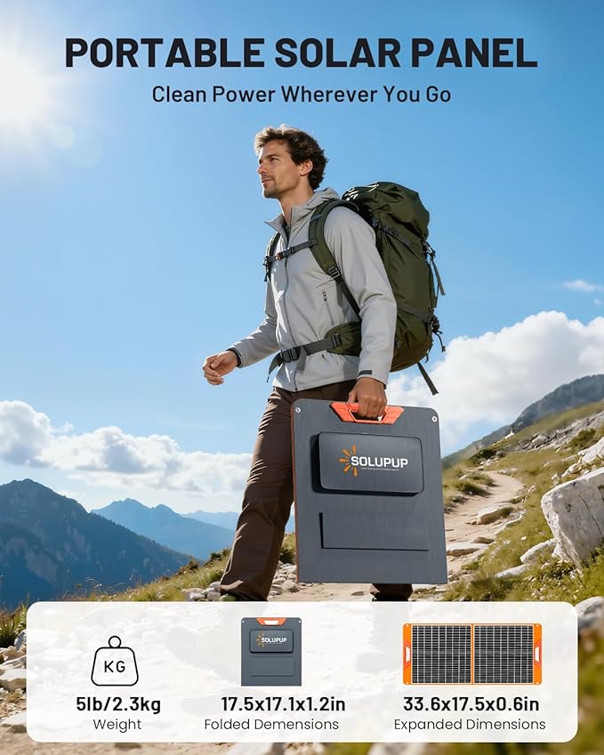 SOLUPUP 60W Portable Solar Panel, IP65 Waterproof Foldable Solar Panels - Image 7