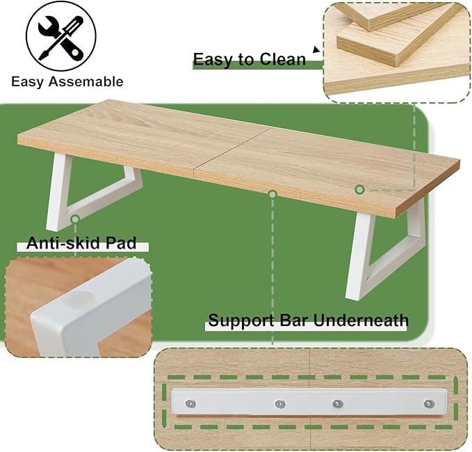 TEAMIX 24 inch Monitor Stand Riser, Wood & Steel Computer Monitor Stand - Image 4
