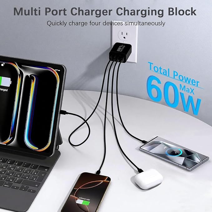 60W USB C Charger Block, iPad Pro/Air/Mini-Black - Image 3