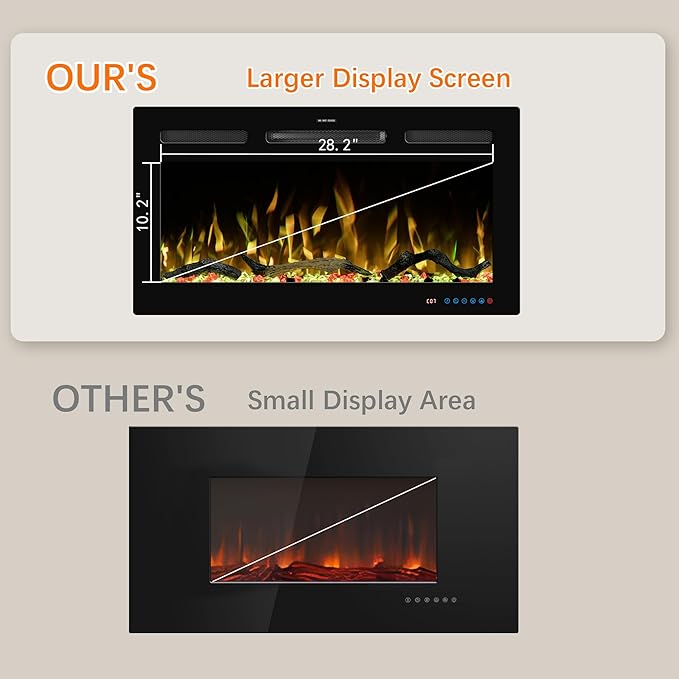 33" WiFi Electric Fireplace Inserts, Recessed and Wall Mounted Fireplace Heater - Image 7