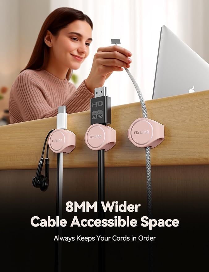 8-Pack Cord Organizer Silicone Magnetic Cable Clips Desk Wire Management - Image 4