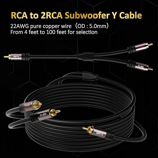 Kxable RCA Y-Adapter Splitter Cable 25 Feet, 1 RCA Male to 2 RCA Male Stereo - Image 6