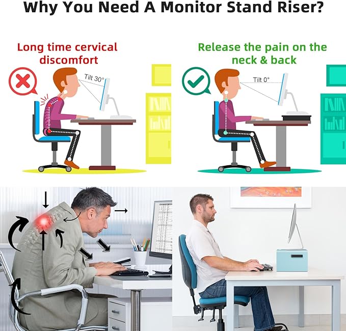 Marbrasse Monitor Stand Riser, 16.5 Inch 2 Tier Computer Printer Shelf Stand - Image 5