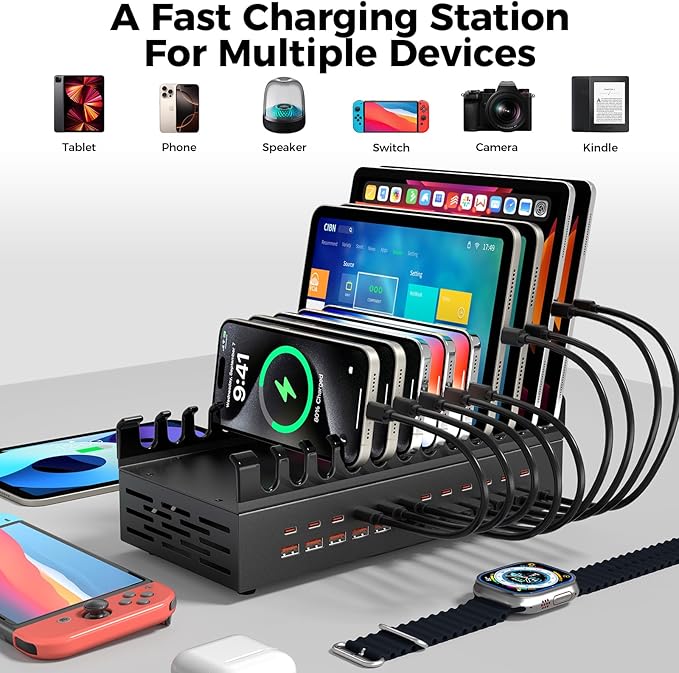 300W USB Charging Station for Multiple Devices, 24 Port USB C Fast Charging - Image 4