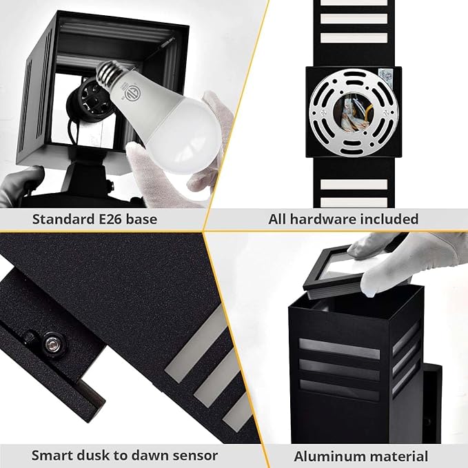 rosykite Dusk to Dawn LED Outdoor Light Fixture Wall Mount, Modern Exterior - Image 6