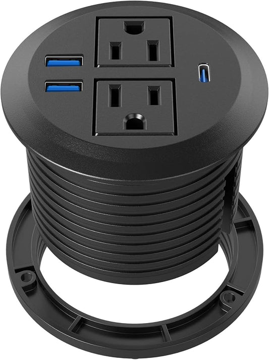 Recessed Power Grommet with AC Outlets, 20W Fast Charging USB-C Port by Jgstkcity